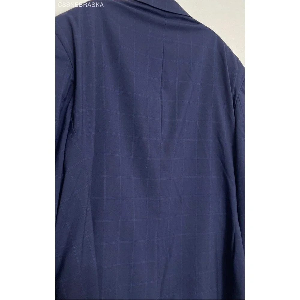 Ralph Lauren Blue Men's 100% Wool Plaid Windowpane Suit Jacket‎ - Size 54R